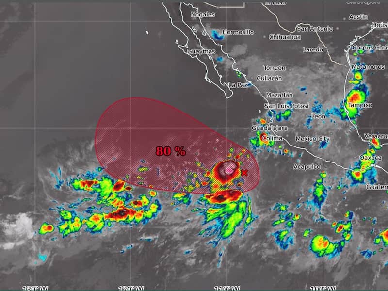 Formación de posible ciclón en el Pacífico. Imagen del SMN sobre el monitoreo de posibles ciclones.