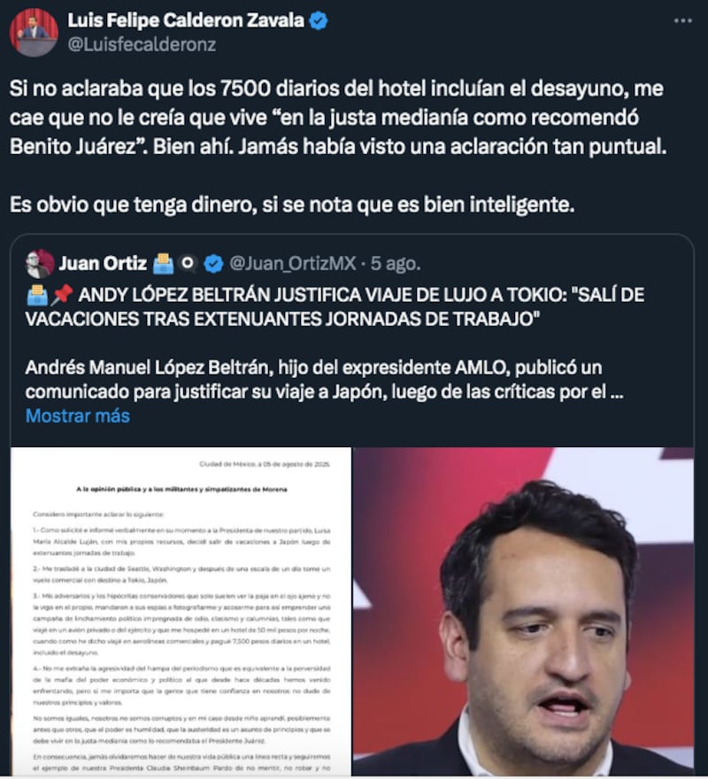Pleito hijo de Calderón contra hijo de AMLO