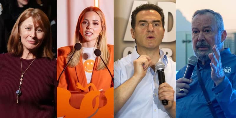 Conoce a los punteros en las encuestas rumbo a la gubernatura de Nuevo León en 2027. Los punteros de cada partido (Mauricio Fernández, PAN; Adrián de la Garza, PRI; Tatiana Clouthier, Morena; Mariana Rodríguez, MC)