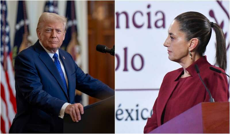 Donald Trump y Claudia Sheinbaum. El presidente de EUA, Donald Trump, y la presidenta de México, Claudia Sheinbaum, en una conferencia de prensa.