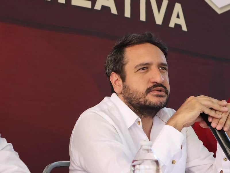 Andrés Manuel López Beltrán, secretario de Organización de Morena. 'Andy' López Beltrán en un evento partidista de Morena.