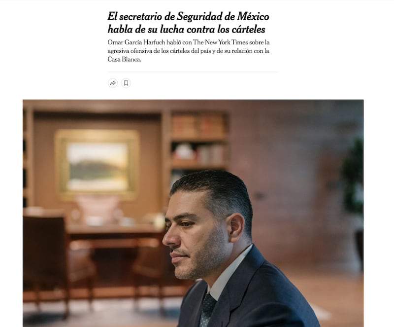 The NYT habla del trabajo de Garcia Harfuch Harfuch - The NYT