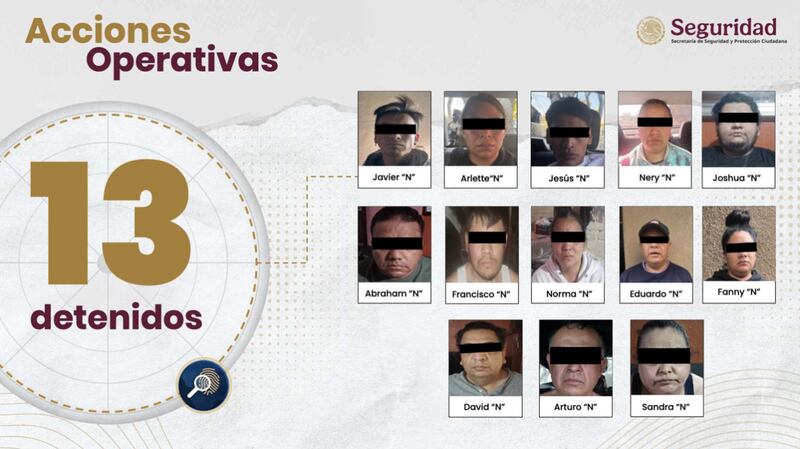 Captura de 13 sospechosos por asesinato de colaboradores de Clara Brugada