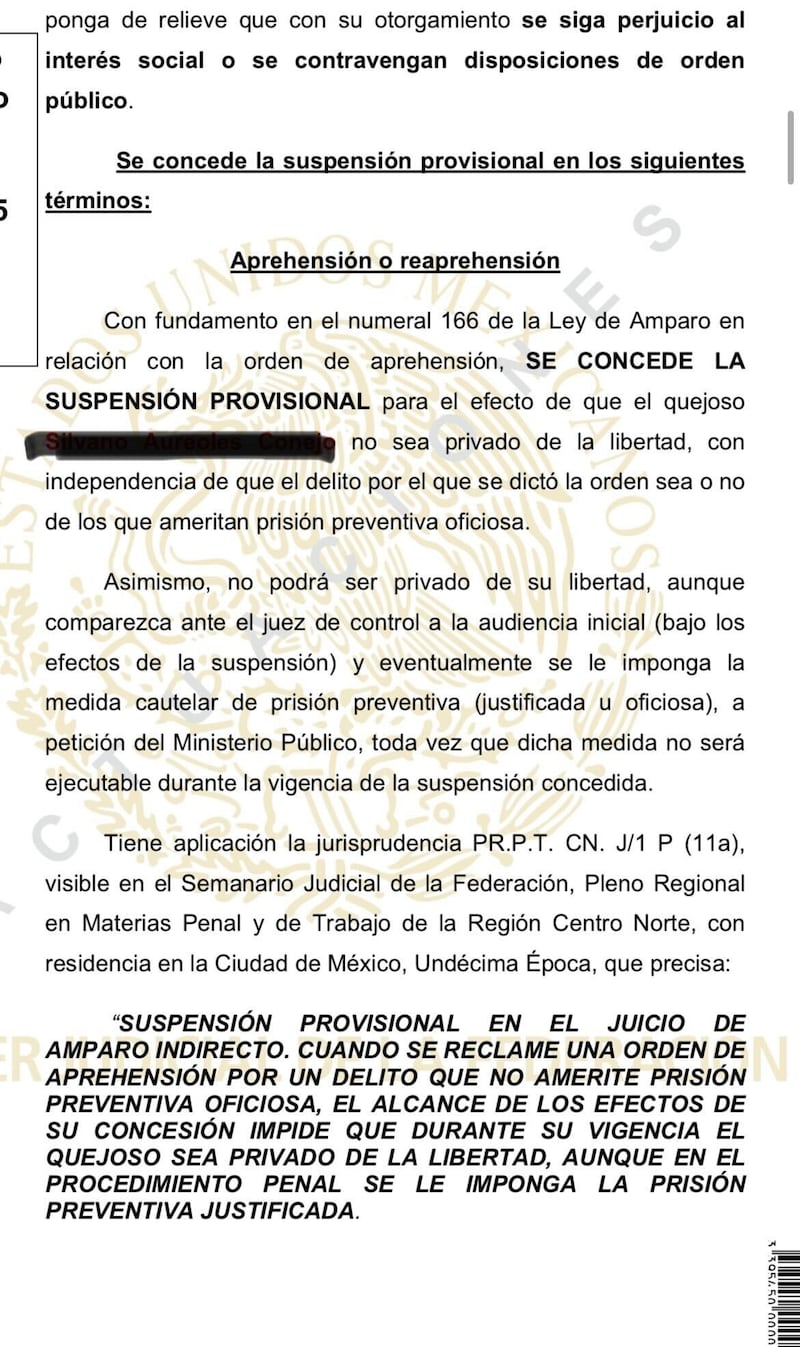 Amparo a Silvano Aureoles