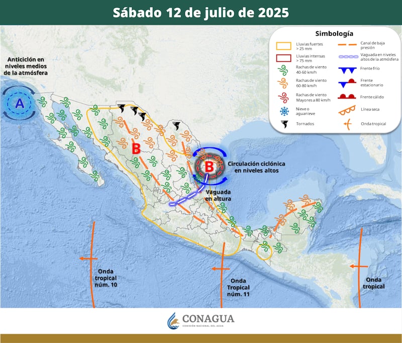 Pronóstico del clima sábado 12 de julio