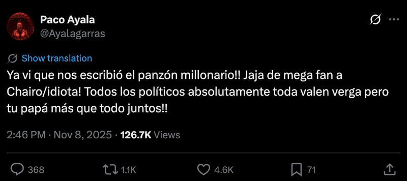 Respuesta de Paco Ayala a JR López Beltrán