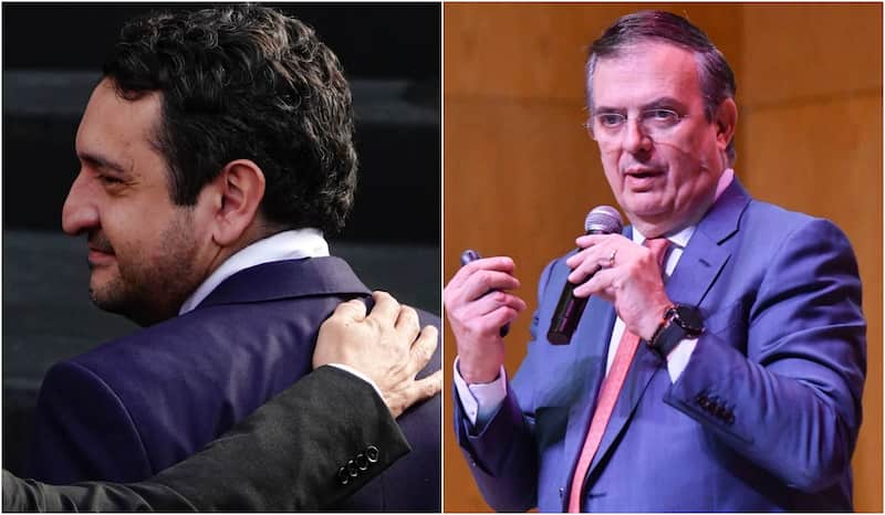 'Andy' López Beltrán y Marcelo Ebrard. 'Andy' López Beltrán de perfil y Marcelo Ebrard hablando en un evento.