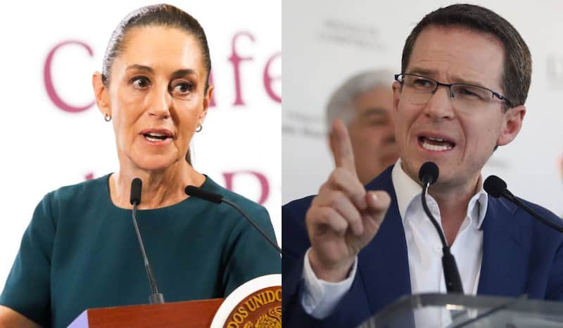 Claudia Sheinbaum, presidenta de México y el senador del PAN, Ricardo Anaya Sheinbaum y Anaya en conferencia de prensa