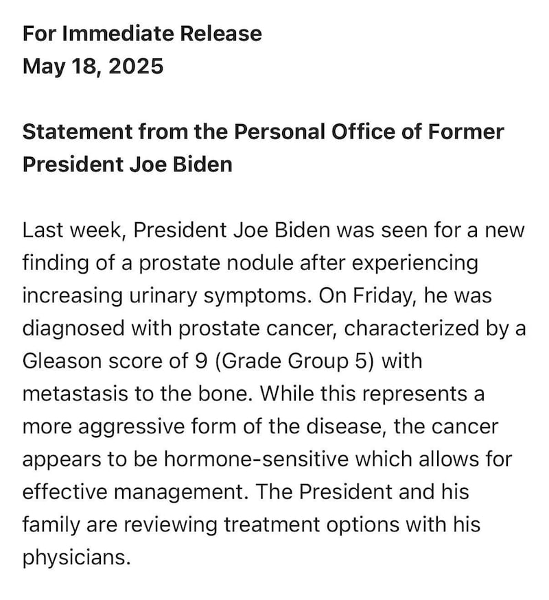Joe Biden tiene cáncer