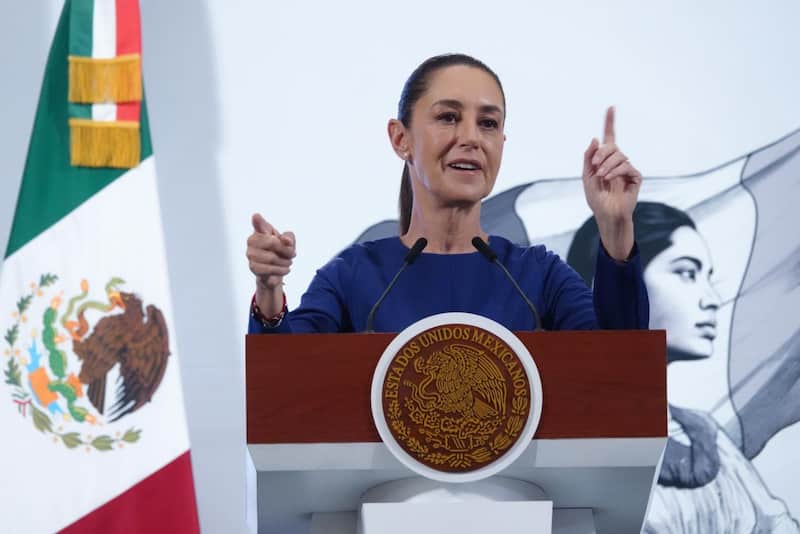 Claudia Sheinbaum, presidenta de México. Sheinbaum en la Mañanera del Pueblo desde Palacio Nacional.
