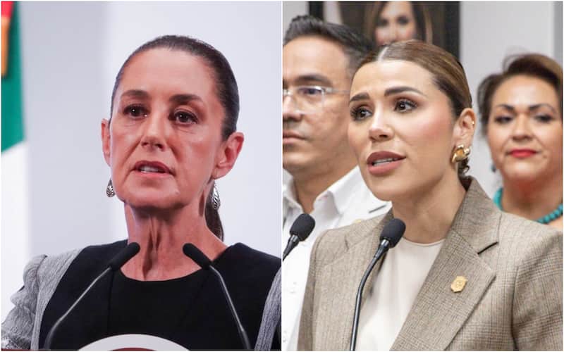 Claudia Sheinbaum y Marina del Pilar. La presidenta de México en la mañanera del pueblo, y la gobernadora de Baja California en rueda de prensa.