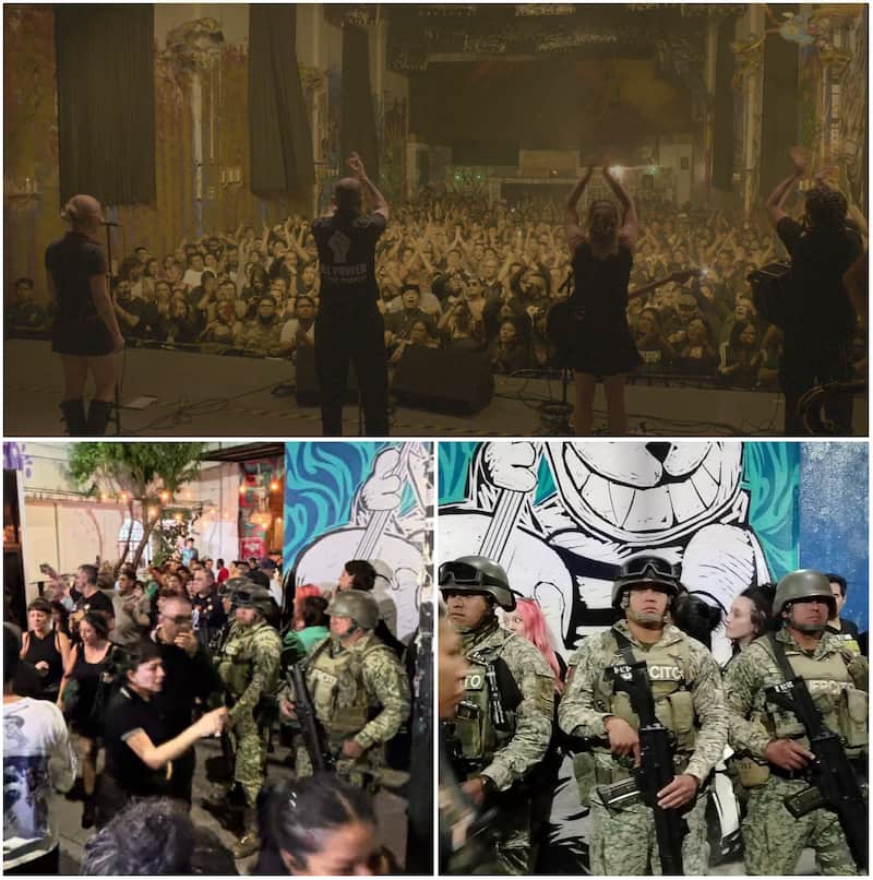 elementos del ejército hicieron la evacuación de los asistentes el cantante de la presentación cancelada publicó la imagen en sus redes sociales