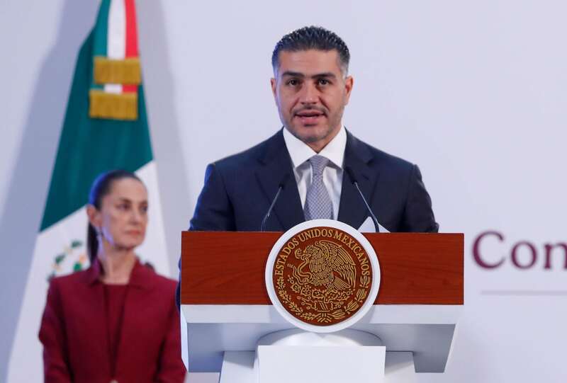 Omar García Harfuch, secretario de Seguridad Pública y Protección Ciudadana, participa en la conferencia matutina El secretario García Harfuch informó de los avances en seguridad durante la conferencia mañanera en Palacio Nacional