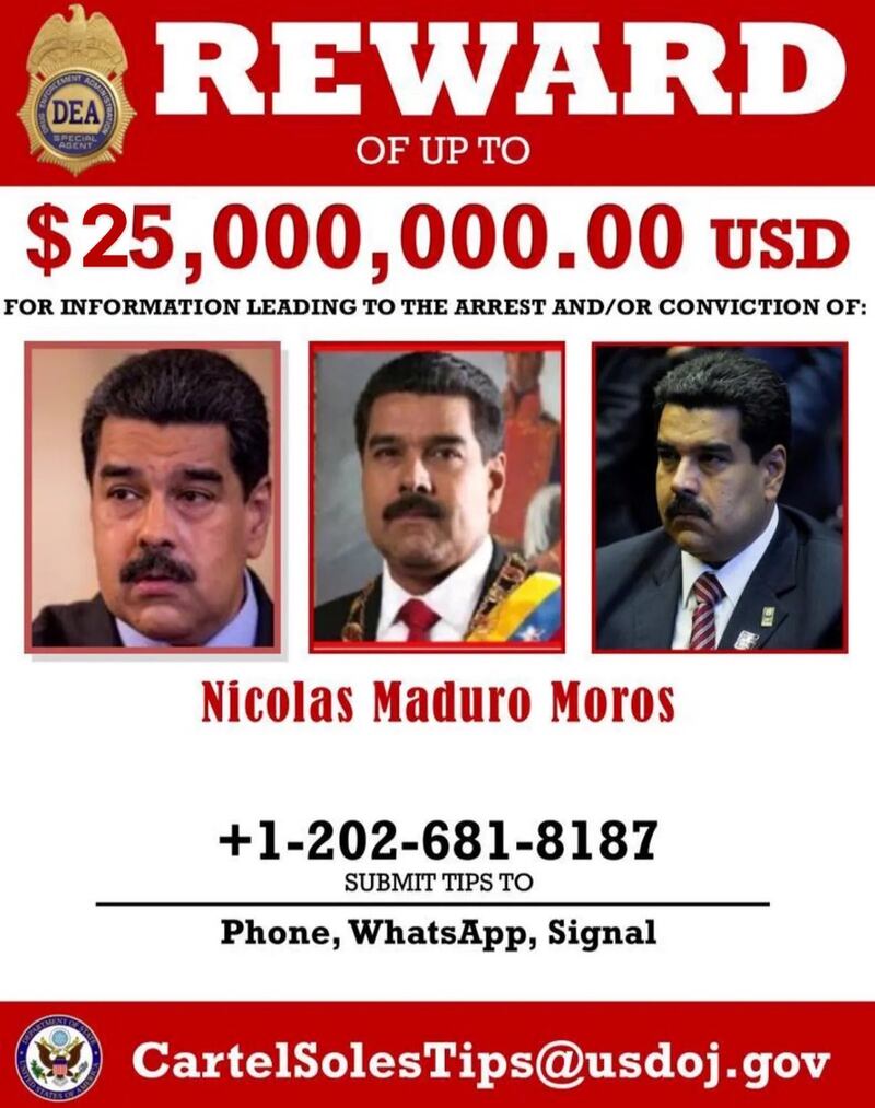 Recompensa por Nicolás Maduro