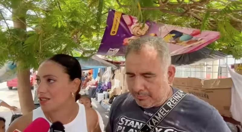Belem Palmeros y el esposo de Estela Sánchez. La candidata de MC por la presidencia municipal de Veracruz, Belem Palmeros, y el esposo de Estela Sánchez, Javier Covarrubias, frente a medios de comunicación.