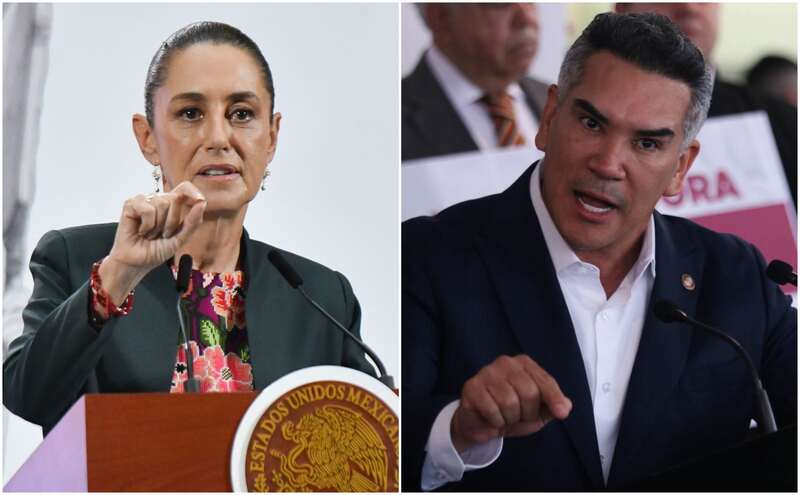 La presidenta de México fijó su postura en su conferencia matutina sobre el ‘incidente’ que se vivió este miércoles en la antigua sede de Xicoténcatl. Imágen de Claudia Sheinbaum y Alejandro Moreno