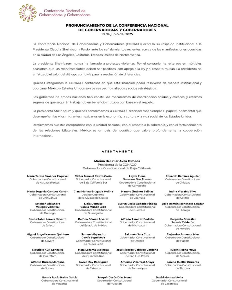 Conago respalda a Sheinbaum