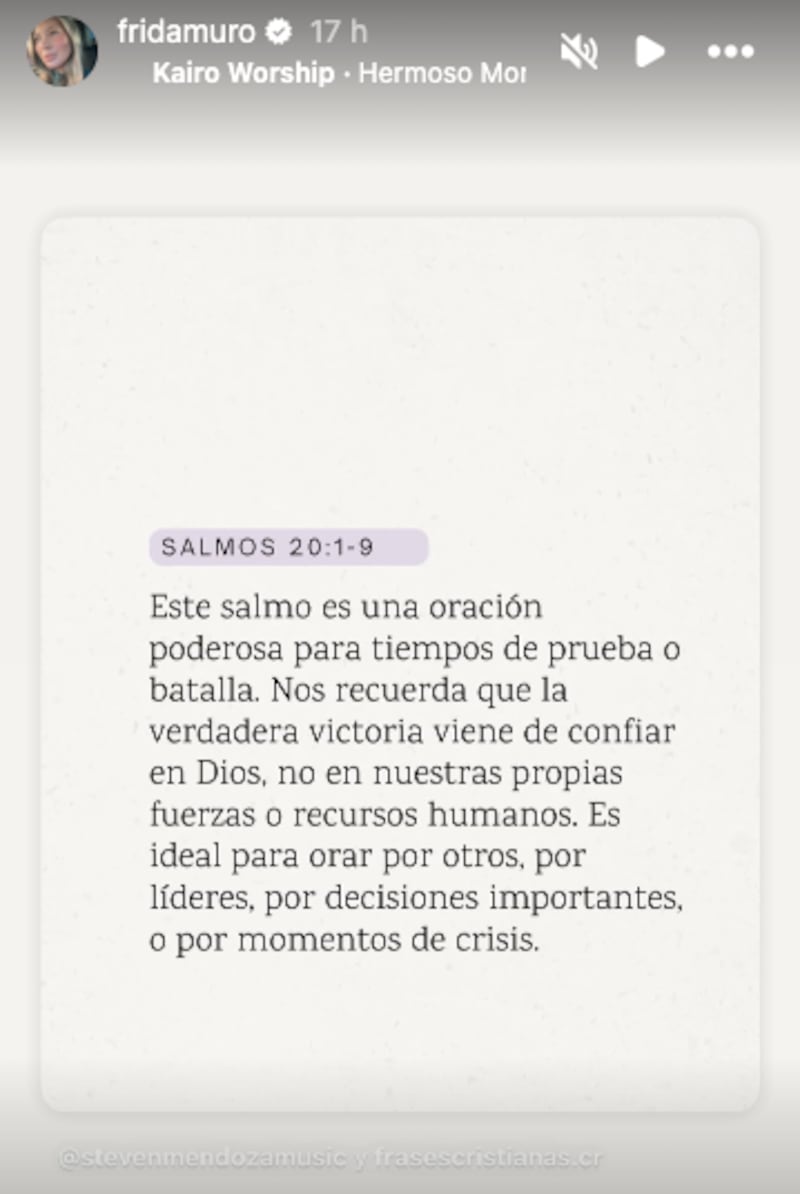 Frida Muñoz mensaje bíblico en apoyo a JC Chávez Jr