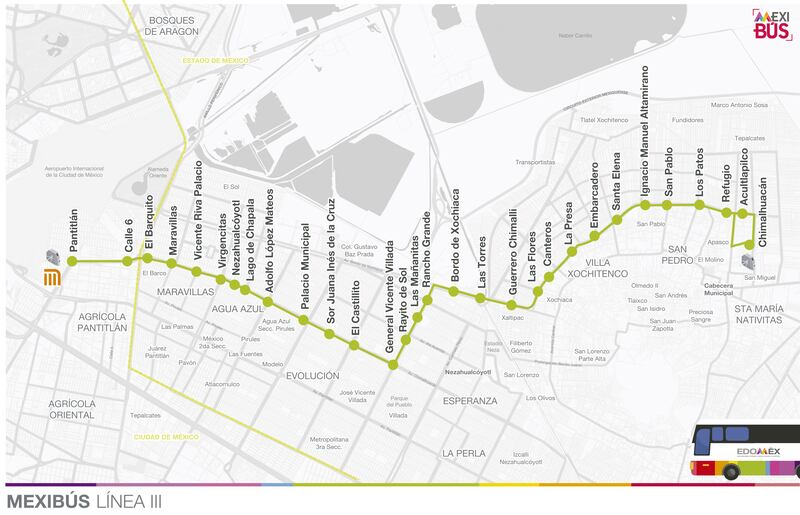 MAPA Línea 3 del Mexibús