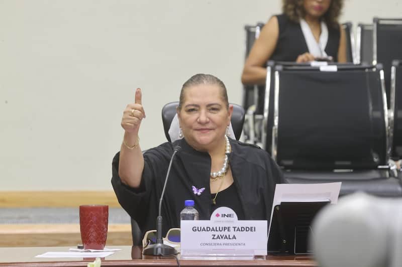 CIUDAD DE MÉXICO, 02JUNIO2025.- La consejera presidenta Guadalupe Taddei Zavala durante la sesión extraordinaria del Consejo General del INE se llevó a cabo el procedimiento de validación del Sistema Informático de Cómputos para la Elección de diversos cargos del Poder Judicial. Guadalupe Taddei