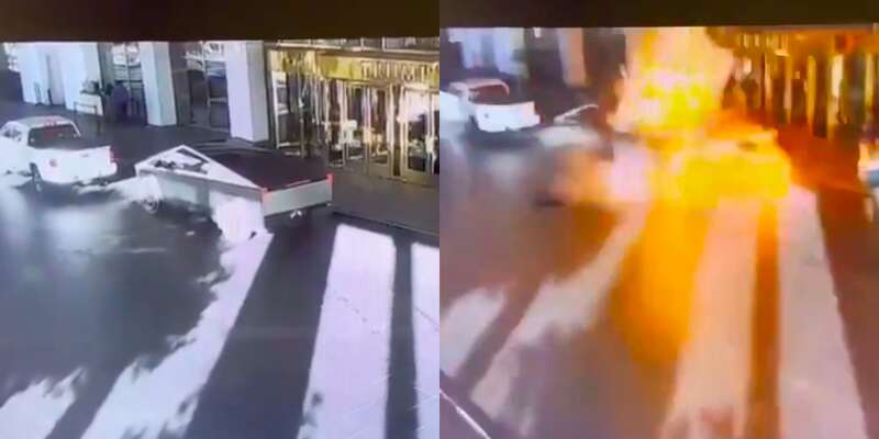 Una Cybertruck de Tesla explotó en la entrada de un hotel de Trump en Las Vegas. Explota Cybertruck en Hotel de Trump en Las Vegas.