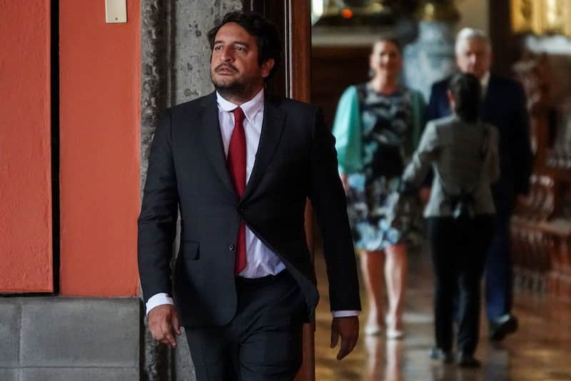 Andrés Manuel López Beltrán, hijo del expresidente Andrés Manuel López Obrador. 'Andy' López Beltrán llegando al Cuarto Informe de Gobierno de Andrés Manuel López Obrador.