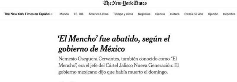 Prensa internacional reporta muerte de El Mencho