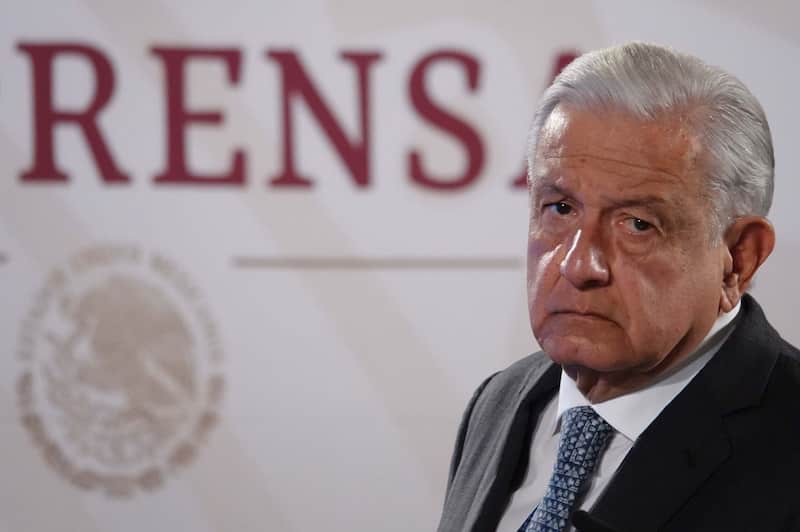 Andrés Manuel López Obrador, presidente de México. AMLO en una de sus conferencias mañaneras desde el Salón de Tesorería de Palacio Nacional.