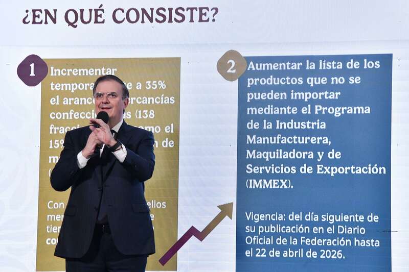 Marcelo Ebrard, secretario de Economía. Ebrard anunció incrementos en aranceles.