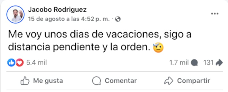 Vacaciones Jacobo Rodríguez