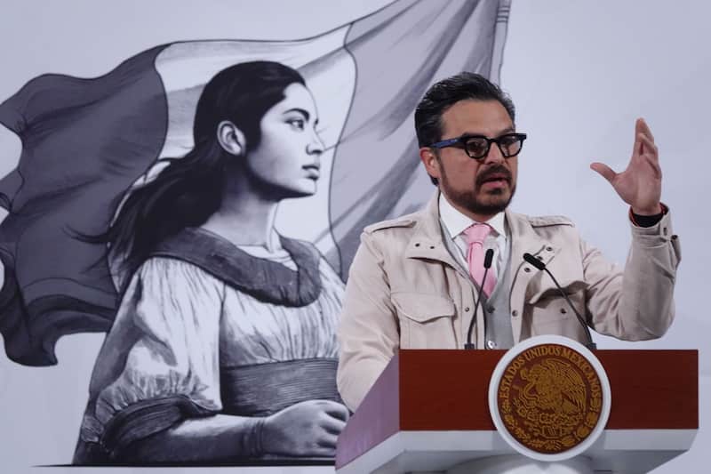 Zoé Robledo, director general del IMSS, durante la conferencia de prensa del gabinete de salud en la que se anunciaron las nuevas medidas para prevenir y tratar el Cáncer de Mama en la población femenina Zoé Robledo, director general del IMSS.