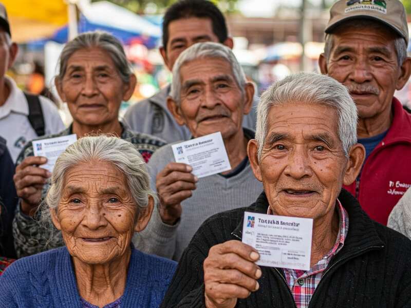 Adultos mayores con Tarjeta del Bienestar Adultos mayores con Tarjeta del Bienestar, creada con IA