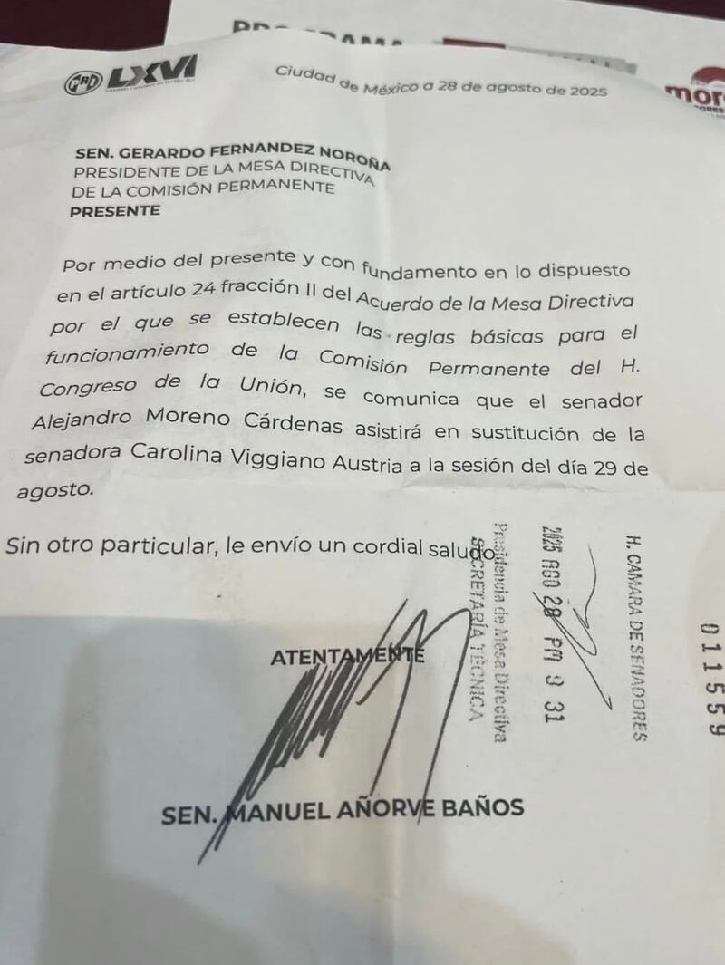 Carta del PRI sobre Sesión Extraordinaria