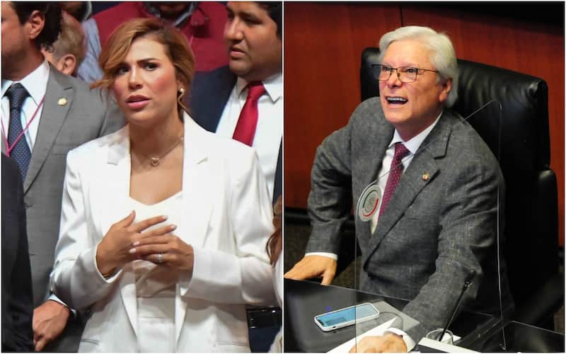Marina del Pilar y Jaime Bonilla. La gobernadora de Baja California, Marina del Pilar, en un evento; y el exsenador Jaime Bonilla en su escaño del Senado.