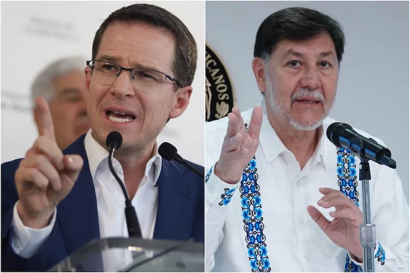 Ricardo Anaya, senador del PAN, y Gerardo Fernández Noroña, presidente de la Mesa Directiva del Senado. El panista reviró a Noroña, quien acusó a la oposición de hacer campaña carroñera en contra de la 4T por el hallazgo del campo de exterminio en Teuchitlán, Jalisco.