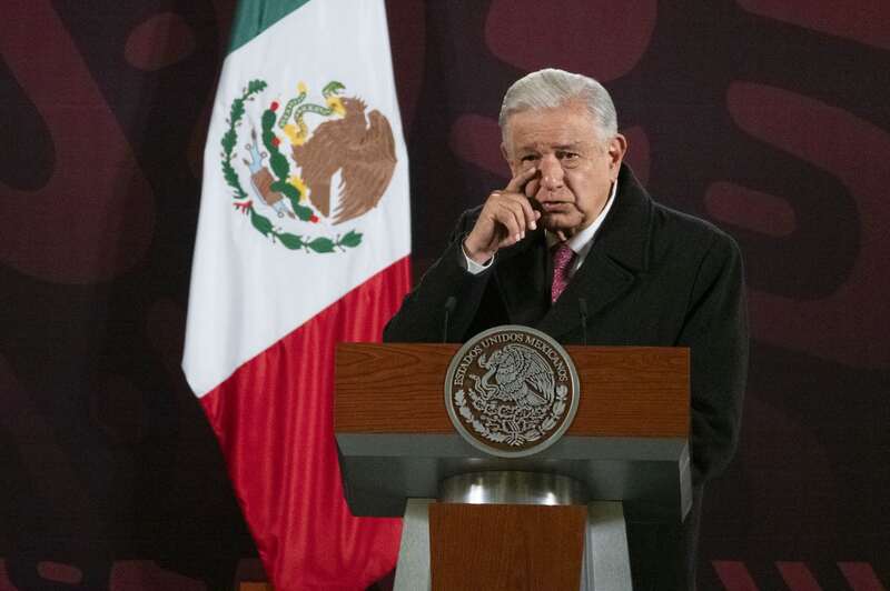 Andrés Manuel López Obrador durante su última mañanera en el Salón Tesorería del Palacio Nacional. AMLO