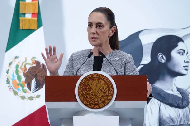 Claudia Sheinbaum, presidenta de México. Sheinbaum en la Conferencia del pueblo realizada en Palacio Nacional.