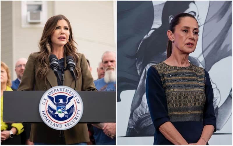Kristi Noem y Claudia Sheinbaum. La secretaria de Seguridad Nacional de EUA, Kristi Noem, y la presidenta de México, Claudia Sheinbaum.