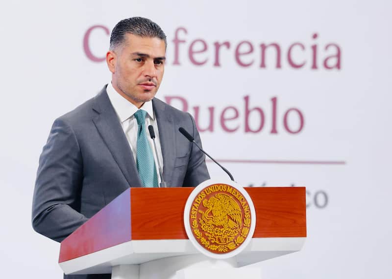 Omar García Harfuch, secretario de Seguridad. El secretario de Seguridad en la conferencia matutina.