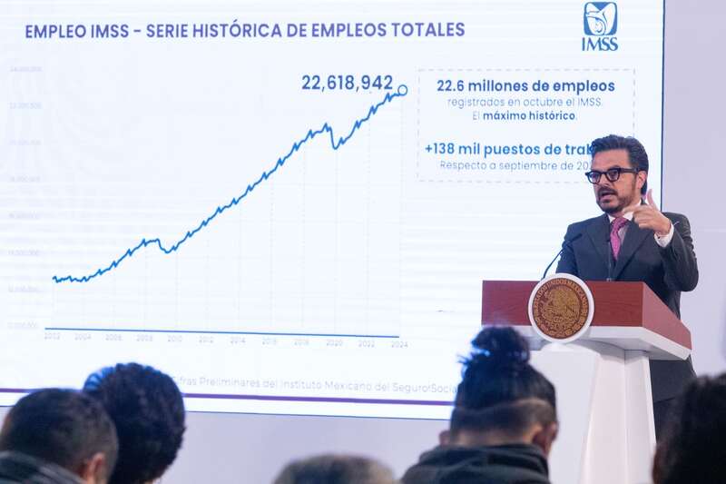 Zoé Robledo, director del IMSS Zoé Robledo habló sobre el aumento del empleo durante la actual administración.