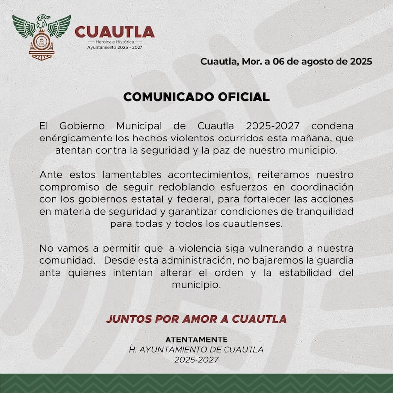 Comunicado Ayuntamiento de Cuautla
