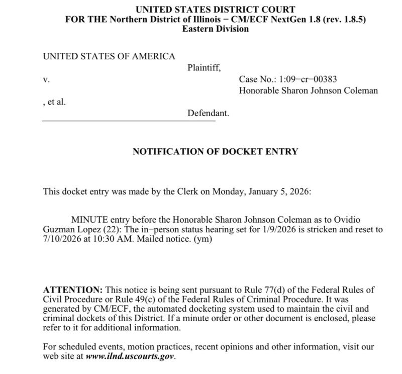 La audiencia de Ovidio Guzmán López, alias "El Ratón", líder de "Los Chapitos" y miembro del cártel de Sinaloa, fue reprogramada.