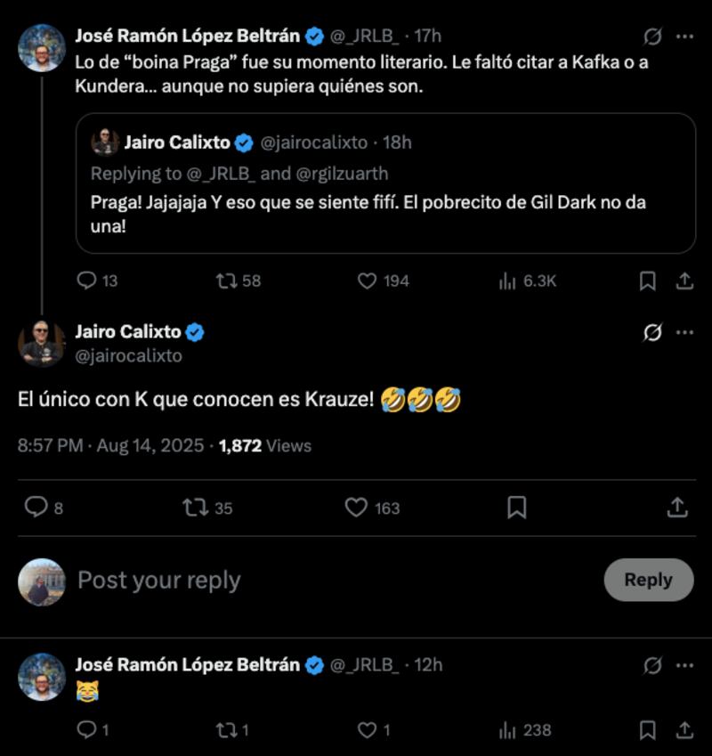 Interacción de José Ramón López Beltrán y Jairo Calixto contra Gil Zuarth