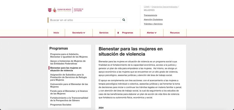 Bienestar para las mujeres en situación de violencia