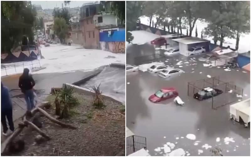 Inundaciones en Naucalpan. Imágenes de carros inundados y de desbordarmiento de presa en Naucalpan.