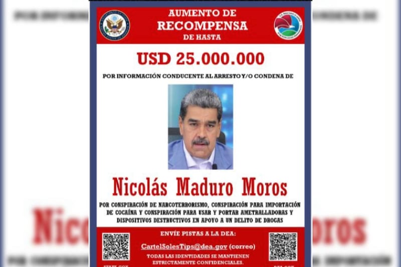 Nicolás Maduro recompensa de la DEA