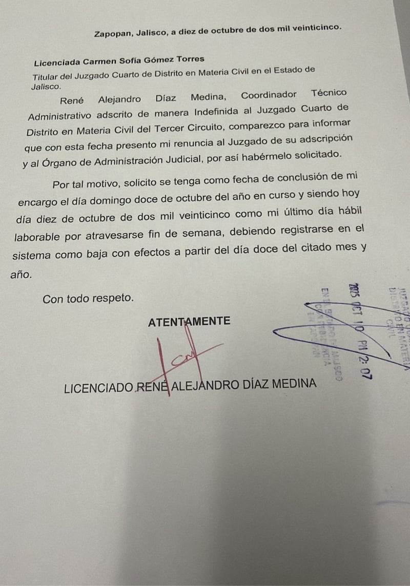 Carta de renuncia