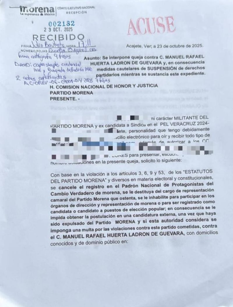 Expulsión Manuel Huerta. Expulsión Manuel Huerta