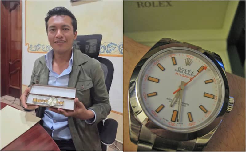 Alejo Sánchez, alcalde de Tolimán, presume su Rolex, obsequio de unos niños El alcalde de Tolimán recibió su Rolex como agradecimiento de unos niños