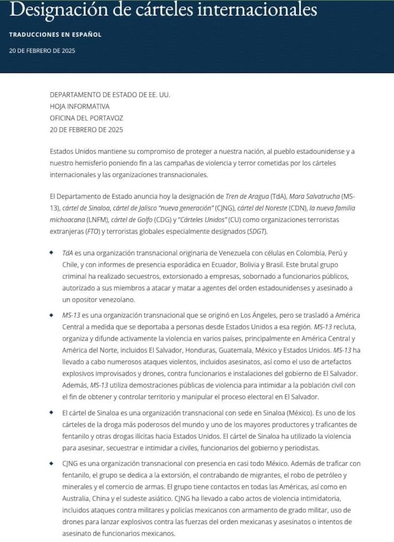 Boletín del Departamento de Estado EUA. Boletín del Departamento de Estado EUA